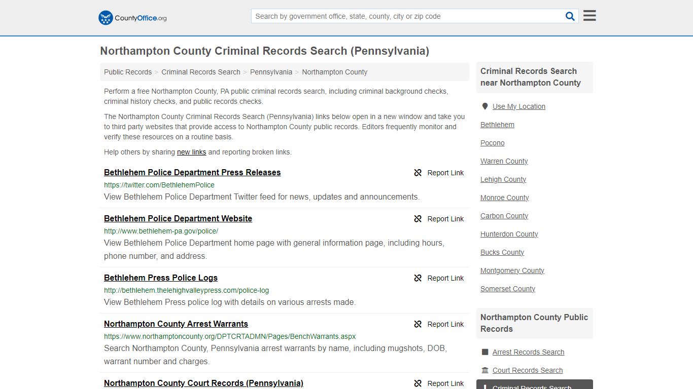 Northampton County Criminal Records Search (Pennsylvania) - County Office