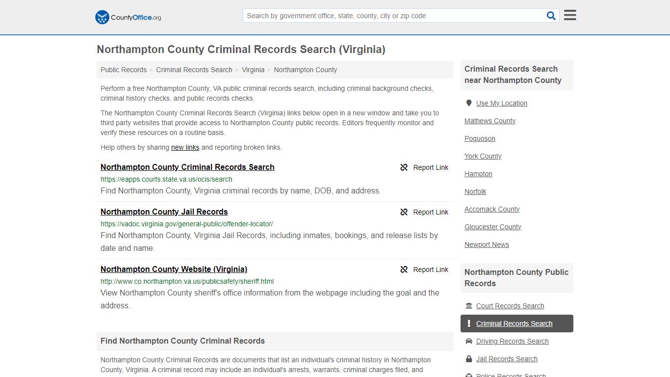 Northampton County Criminal Records Search (Virginia)